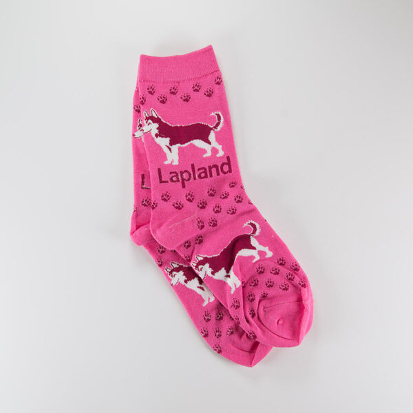 Lapland socks, husky, pink, size 36-40