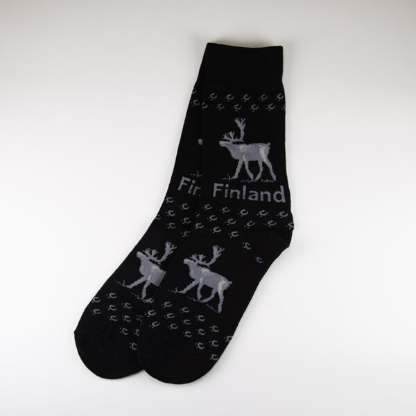Finland socks, reindeer, black, size 36-40