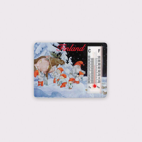 Magnet, Santa, elves and elk, thermometer