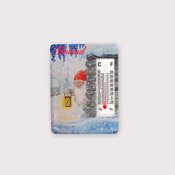 Magnet, elf with lantern, thermometer