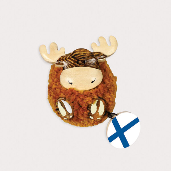 Pompom magnet, brown reindeer 2