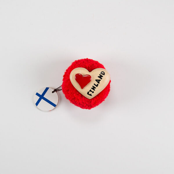 Chrismas Pompom magnet, red heart