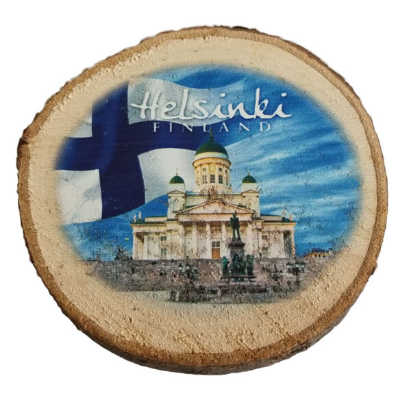 ROUND ANTURAL WOOD MAGNET - HELSINKI