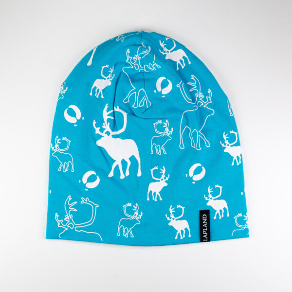 Reindeer and  trace hat, light blue