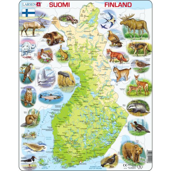 Finland Physical Map With Animals, Puzzle