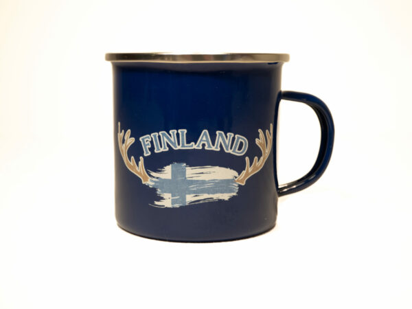 Enamel Mug Finland+Reindeer Horn, Blue