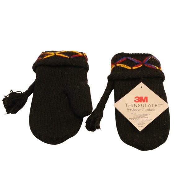KNITTED MITTEN 85% WOOL, BLACK  L