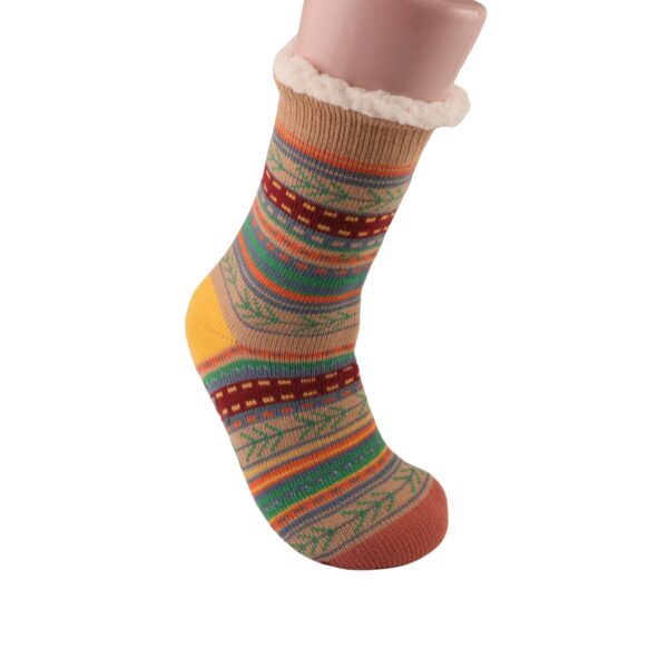 Woman socks-stripe beige+green,size 36-40