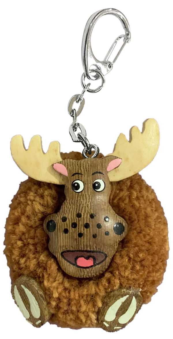 KEY HOLDER POM POM REGULAR MOOSE IN RBLS PNTG. W/G