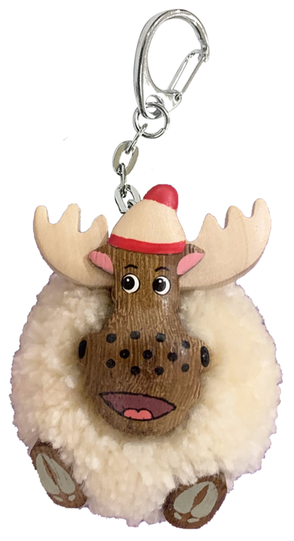 KEY HOLDER POM POM REGULAR MOOSE IN RBLS PNTG. W/G