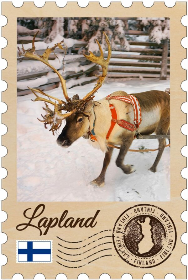 WOOD STAMP MAGNET - LAPLAND/ REINDEER