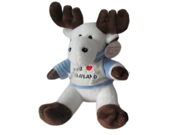I Love Lapland White Reindeer, Blue Hoodie, 20cm